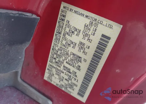 2006 Nissan Titan Se из США, поврежденный, VIN 1N6BA06A06N508791